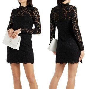 Derek Lam 10 Crosby Britney Lace black long sleeve Mock-Neck Mini Dress size 8
